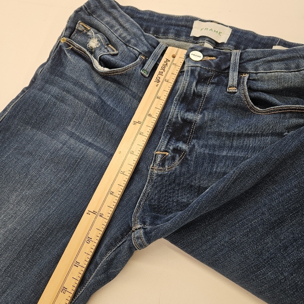 Frame Jeans Womens 28 Blue Le Crop Mini Boot Distressed Stretch Denim Pants - Picture 3 of 11